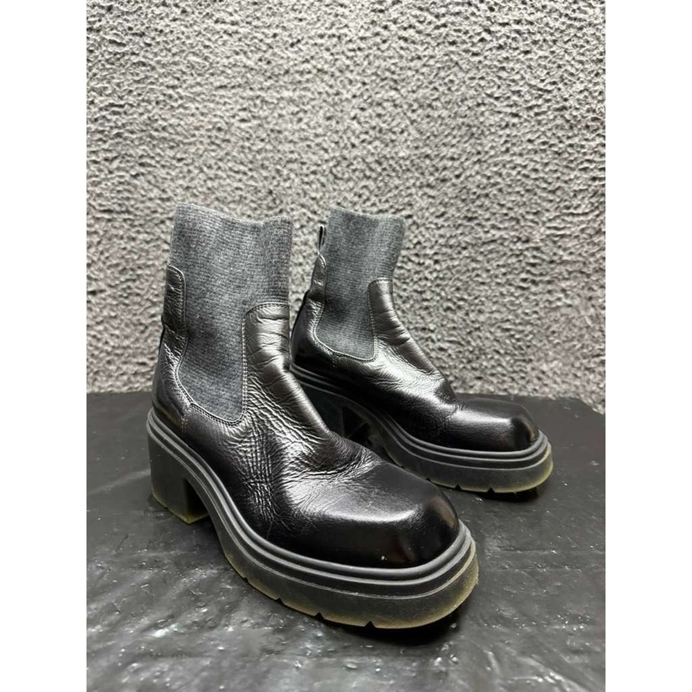 275 Central Steel Leather Pull‎ On Ankle Boots Silver Grey Womens Size 38 EU